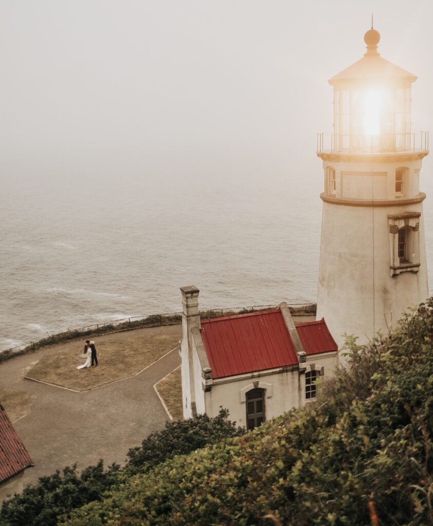 Heceta Head Lighthouse overlooking the Oregon Coast near Florence, scenic elopement location