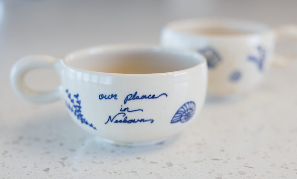 Morning coffee at Our Plaace beach house in Neskowin during an intimate wedding weekend