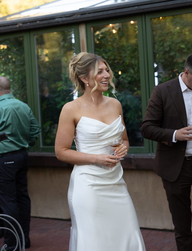 bride smiles at la caille utah