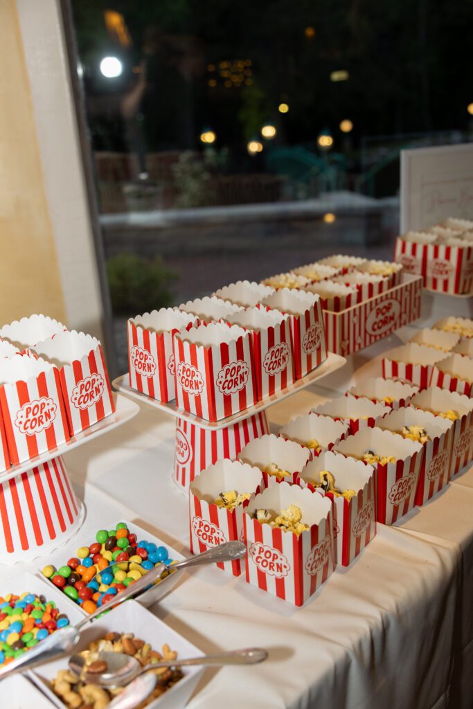 popcorn stand at wedding at la caille utah
